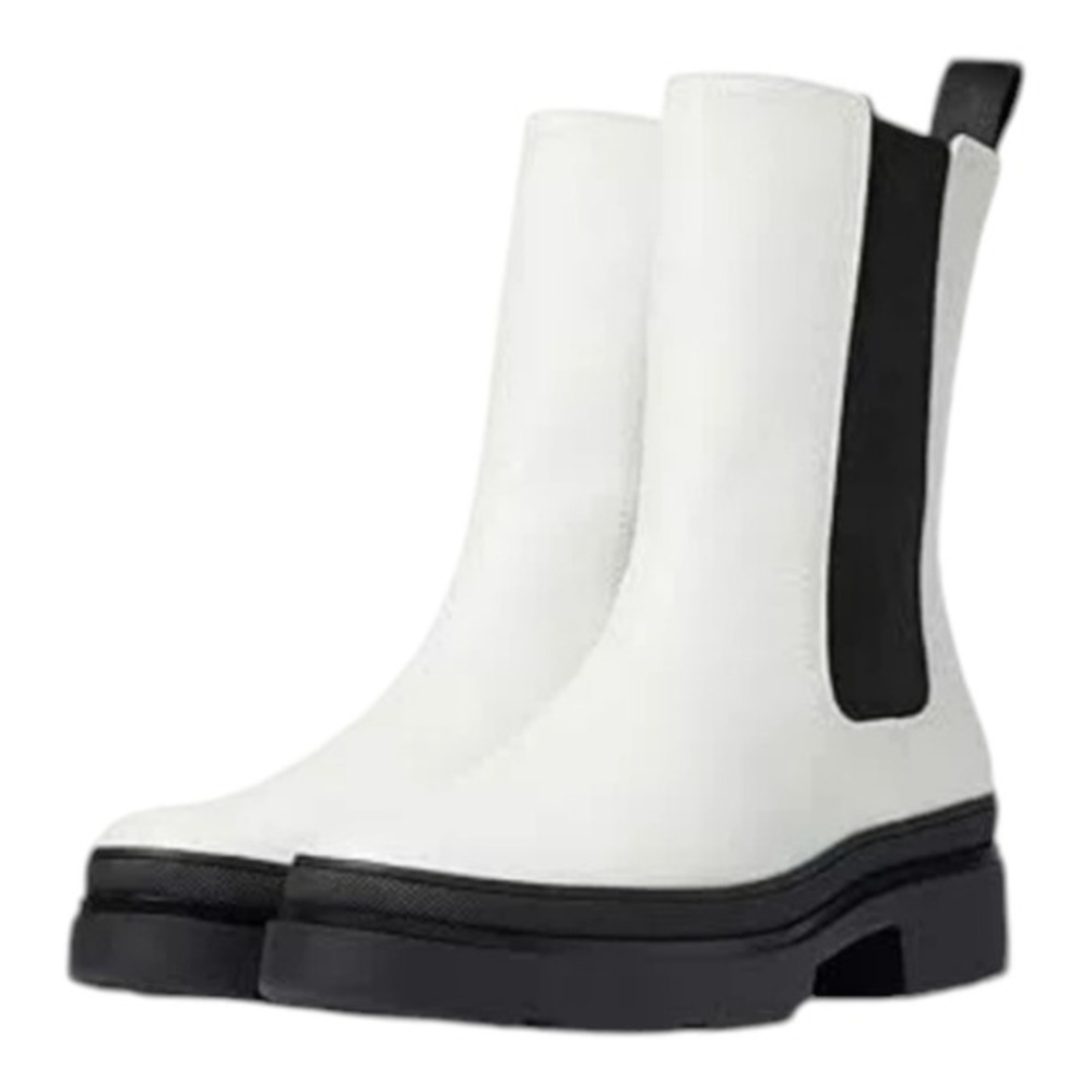 Frye Chelsea Platform Boots Off White Leather Black Accents Lug Sole Size 7 new - Picture 9 of 14